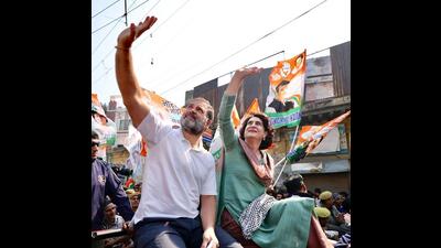 Congress leader Rahul Gandhi and party general secretary Priyanka Gandhi Vadra during the ‘Bharat Jodo Nyay Yatra’, in Moradabad on Saturday (ANI) Congress leader Rahul Gandhi and party general secretary Priyanka Gandhi Vadra during the ‘Bharat Jodo Nyay Yatra’, in Moradabad on Saturday (ANI)