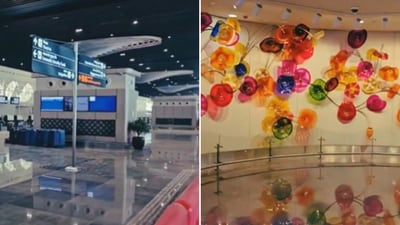 The image shows glimpses of new T3 Terminal at CCS International Airport in Lucknow. Anand Mahindra reshared a video of the place on X. (X/@Shantanu_bjp) The image shows glimpses of new T3 Terminal at CCS International Airport in Lucknow. Anand Mahindra reshared a video of the place on X. (X/@Shantanu_bjp)