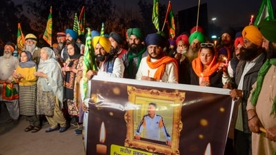 Earlier on Wednesday, Shubhkaran Singh died of an injury to the back of his neck while protesting at Khanauri border, prompting farm leaders to suspend talks with the Center. (PTI) Earlier on Wednesday, Shubhkaran Singh died of an injury to the back of his neck while protesting at Khanauri border, prompting farm leaders to suspend talks with the Center. (PTI)