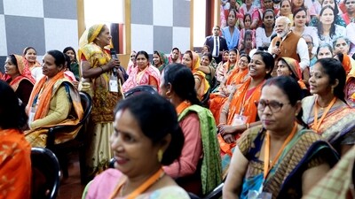 Later in the day PM Modi inaugurated and laid the foundation stone of multiple development projects worth more than <span class='webrupee'>₹</span>13,000 crore in Varanasi. (PTI) Later in the day PM Modi inaugurated and laid the foundation stone of multiple development projects worth more than <span class='webrupee'>₹</span>13,000 crore in Varanasi. (PTI)