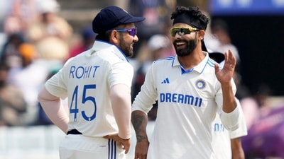 Ravindra Jadeja, however, struck the breakthrough as he dismissed Robinson on 58. The spinner eventually picked all of the remaining wickets, dismissing both, Shoaib Bashir and James Anderson on a duck. (PTI) Ravindra Jadeja, however, struck the breakthrough as he dismissed Robinson on 58. The spinner eventually picked all of the remaining wickets, dismissing both, Shoaib Bashir and James Anderson on a duck. (PTI)
