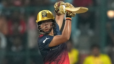RCB's Richa Ghosh plays a shot. (PTI) RCB's Richa Ghosh plays a shot. (PTI)