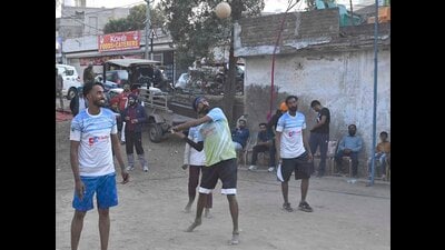 Players in action during a match in Phullanwal village, Ludhiana, on February 24, 2024. (Gurpreet Singh/HT) Players in action during a match in Phullanwal village, Ludhiana, on February 24, 2024. (Gurpreet Singh/HT)