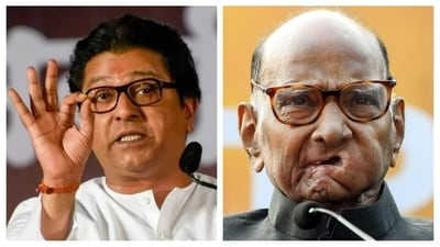Maharashtra Navnirman Sena chief Raj Thackeray (left) and Nationalist Congress Party (Sharadchandra Pawar) chief Sharad Pawar. (PTI) Maharashtra Navnirman Sena chief Raj Thackeray (left) and Nationalist Congress Party (Sharadchandra Pawar) chief Sharad Pawar. (PTI)