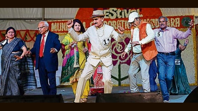 Senior citizens participating in the ‘Rose King and Rose Queen’ competition at Rose Festival in Chandigarh on Saturday. (Ravi Kumar/HT) Senior citizens participating in the ‘Rose King and Rose Queen’ competition at Rose Festival in Chandigarh on Saturday. (Ravi Kumar/HT)