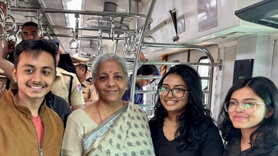 Finance Minister Nirmala Sitharaman took a ride on a Mumbai local train on Saturday. (X(formerly Twitter)) Finance Minister Nirmala Sitharaman took a ride on a Mumbai local train on Saturday. (X(formerly Twitter))