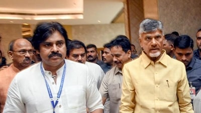 TDP supremo N Chandrababu Naidu and Janasena chief Pawan Kalyan on Saturday announced their first joint list of 118 seats for the forthcoming Assembly polls in Andhra Pradesh. (ANI)