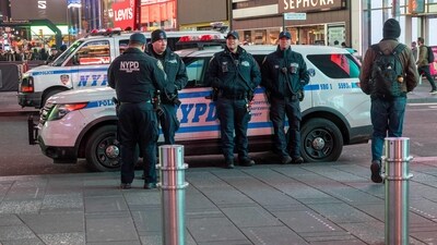 NEW YORK, NEW YORK - FEBRUARY 06: Police patrol in Times Square on February 06, 2024 in New York City. Spencer Platt/Getty Images/AFP (Photo by SPENCER PLATT / GETTY IMAGES NORTH AMERICA / Getty Images via AFP) (Getty Images via AFP) NEW YORK, NEW YORK - FEBRUARY 06: Police patrol in Times Square on February 06, 2024 in New York City. Spencer Platt/Getty Images/AFP (Photo by SPENCER PLATT / GETTY IMAGES NORTH AMERICA / Getty Images via AFP) (Getty Images via AFP)