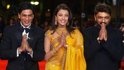 Shah Rukh Khan, Aishwarya Rai and Sanjay Leela Bhansali walked the red carpet at Cannes Film Festival 2002. (File Photo/AFP) Shah Rukh Khan, Aishwarya Rai and Sanjay Leela Bhansali walked the red carpet at Cannes Film Festival 2002. (File Photo/AFP)