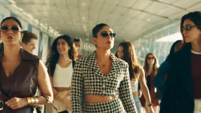 Tabu, Kareena Kapoor and Kriti Sanon in the Crew teaser. Tabu, Kareena Kapoor and Kriti Sanon in the Crew teaser.