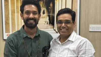 Vikrant Massey with IPS officer Manoj Kumar Sharma. Vikrant Massey with IPS officer Manoj Kumar Sharma.