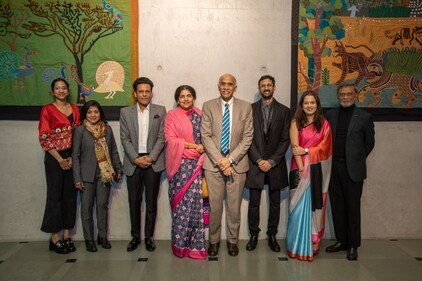 Manoj Bajpayee with the organizers at the Tagore Centre in Berlin. Manoj Bajpayee with the organizers at the Tagore Centre in Berlin.