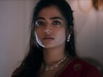 Rashmika Mandanna as Gitanjali in a still from Animal. Rashmika Mandanna as Gitanjali in a still from Animal.