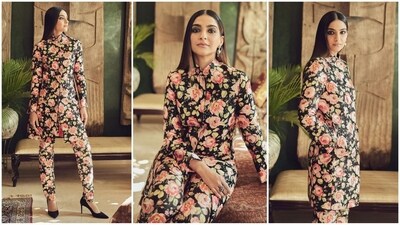 Sonam Kapoor's latest look is all about spring vibes as the diva dazzles in a stunning ensemble that is embellished with enchanting floral patterns all over. The stylish actress is a total fashionista who is always hitting the style targets like a pro. Whether it's a sartorial saree or a chic jumpsuit, Sonam can rock any look to perfection. She may not be doing too many films at the moment, but she makes sure to steal the limelight with her incredible fashion sense and undeniable beauty. Her latest look is no exception as she brings some floral energy to our weekend in her coordinated chic ensemble. (Instagram/@sonamkapoor) Sonam Kapoor's latest look is all about spring vibes as the diva dazzles in a stunning ensemble that is embellished with enchanting floral patterns all over. The stylish actress is a total fashionista who is always hitting the style targets like a pro. Whether it's a sartorial saree or a chic jumpsuit, Sonam can rock any look to perfection. She may not be doing too many films at the moment, but she makes sure to steal the limelight with her incredible fashion sense and undeniable beauty. Her latest look is no exception as she brings some floral energy to our weekend in her coordinated chic ensemble. (Instagram/@sonamkapoor)
