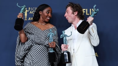 The Bear won individual awards for actor and actress in a comedy: Jeremy Allen White and Ayo Edebiri, respectively, with Jeremy picking up his second consecutive SAG Award for the series. (REUTERS) 