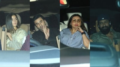 Alia Bhatt, Ranbir Kapoor, Rani Mukerji and Vicky Kaushal at Sanjay Leela Bhansali's birthday bash. Alia Bhatt, Ranbir Kapoor, Rani Mukerji and Vicky Kaushal at Sanjay Leela Bhansali's birthday bash.
