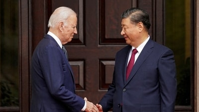 FILE PHOTO: U.S. President Joe Biden shakes hands with Chinese President Xi Jinping at Filoli estate on the sidelines of the Asia-Pacific Economic Cooperation (APEC) summit, in Woodside, California, U.S., November 15, 2023. REUTERS/Kevin Lamarque/File Photo (REUTERS)
