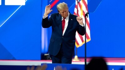Republican presidential candidate former President Donald Trump dances during the Conservative Political Action Conference, CPAC 2024, at the National Harbor, in Oxon Hill, Md., Saturday, Feb. 24, 2024. (AP Photo/Jose Luis Magana) (AP) Republican presidential candidate former President Donald Trump dances during the Conservative Political Action Conference, CPAC 2024, at the National Harbor, in Oxon Hill, Md., Saturday, Feb. 24, 2024. (AP Photo/Jose Luis Magana) (AP)