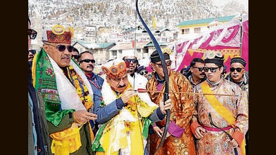 Himachal Pradesh chief minister Sukhvinder Singh Sukhu during inauguration of Lahaul Sharad Utsav on Sunday. (HT Photo) Himachal Pradesh chief minister Sukhvinder Singh Sukhu during inauguration of Lahaul Sharad Utsav on Sunday. (HT Photo)