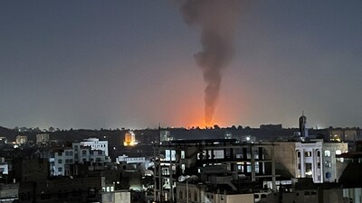 Smoke rises in the sky following US-led airstrikes in Sanaa, Yemen. (Reuters)