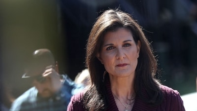 Nikki Haley speaks to reporters after voting in the South Carolina Republican primary on February 24, 2024 in Kiawah Island, South Carolina (Photo by JUSTIN SULLIVAN / GETTY IMAGES NORTH AMERICA / Getty Images via AFP) (Getty Images via AFP) Nikki Haley speaks to reporters after voting in the South Carolina Republican primary on February 24, 2024 in Kiawah Island, South Carolina (Photo by JUSTIN SULLIVAN / GETTY IMAGES NORTH AMERICA / Getty Images via AFP) (Getty Images via AFP)