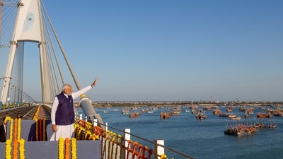 Beyt Dwarka is an island near Okha port. It is located nearly 30 km from Dwarka town, where the famous Dwarkadhish temple of Lord Krishna is situated. (PTI) Beyt Dwarka is an island near Okha port. It is located nearly 30 km from Dwarka town, where the famous Dwarkadhish temple of Lord Krishna is situated. (PTI)