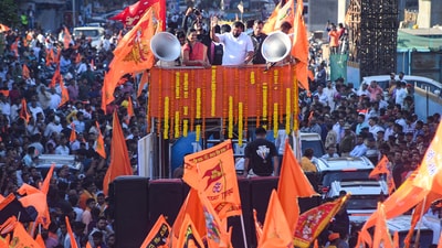 Mumbai: BJP MLA from Telangana T Raja Singh during a rally, at Mira Road in Mumbai, Sunday, Feb. 25, 2024. (PTI) Mumbai: BJP MLA from Telangana T Raja Singh during a rally, at Mira Road in Mumbai, Sunday, Feb. 25, 2024. (PTI)
