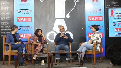 Panellist during a discussion on the final day of the Journalists’ Literature Festival at the Chandigarh Press Club. (HT File)