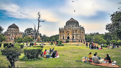 People at Lodhi Gardens in New Delhi on Sunday. (Sanchit Khanna/HT Photo) People at Lodhi Gardens in New Delhi on Sunday. (Sanchit Khanna/HT Photo)