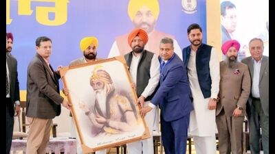 Punjab chief minister Bhagwant Mann being felicitated at a Sarkar-Vapaar Milni on Sunday. (Source: X) Punjab chief minister Bhagwant Mann being felicitated at a Sarkar-Vapaar Milni on Sunday. (Source: X)