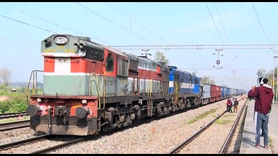 The 53-wagon train loaded with chip stones was on its way to Punjab from Jammu, the officials said (ANI) The 53-wagon train loaded with chip stones was on its way to Punjab from Jammu, the officials said (ANI)