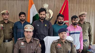 The four suspects arrested from Panchkula on February 22. (Parveen Kumar/HT Photo) The four suspects arrested from Panchkula on February 22. (Parveen Kumar/HT Photo)