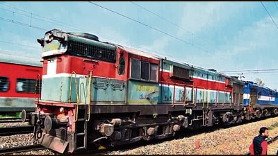 The goods train, after it was brought to a halt. (ANI) The goods train, after it was brought to a halt. (ANI)