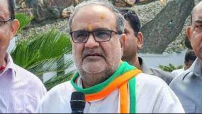 Uttar Pradesh Bharatiya Janata Party (BJP) chief Bhupendra Chaudhari riding on PM Narendra Modi’s charisma, the BJP was set for a massive sweep across the country, including Uttar Pradesh . (HT FILE)