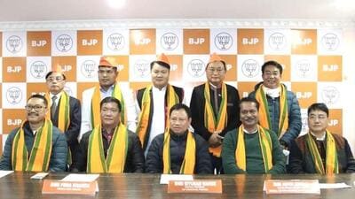 With the joining of the four MLAs, the BJP now has a strength of 56 in the 60-member state legislative assembly (Twitter/@PemaKhanduBJP) With the joining of the four MLAs, the BJP now has a strength of 56 in the 60-member state legislative assembly (Twitter/@PemaKhanduBJP)