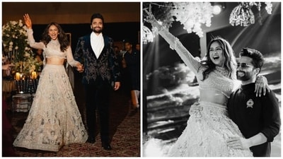 Rakul Preet Singh and Jackky Bhagnani at their sangeet function. Rakul Preet Singh and Jackky Bhagnani at their sangeet function.