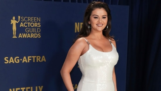 Selena Gomez arrives at the 30th annual Screen Actors Guild Awards. (Jordan Strauss/Invision/AP)