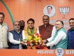 New Delhi, Feb 25 (ANI): Bahujan Samaj Party (BSP) MP Ritesh Pandey joins Bharatiya Janata Party (BJP) in the presence of Uttar Pradesh Deputy Chief Minister Brajesh Pathak, Party National General Secretary Tarun Chugh and others , at party headquarters, in New Delhi on Sunday. (ANI Photo)(ANI)