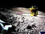 This handout photo shows the Smart Lander for Investigating Moon (SLIM) mission, after landing on the Moon on January 20. (AFP)