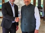 **EDS: IMAGE VIA @gautam_adani TWEETED ON FEB. 24, 2024** New Delhi: Adani Group Chairperson Gautam Adani with Uber CEO Dara Khosrowshahi during a meeting. (PTI Photo) 