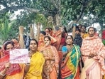 Protesters in West Bengal's North 24 Parganas district on Sunday. (PTI) Protesters in West Bengal's North 24 Parganas district on Sunday. (PTI)
