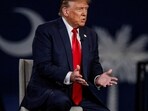 Former US President and Republican presidential candidate Donald Trump participates 
