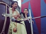 Diljit Dosanjh and Parineeti Chopra in a still from Chamkila. Diljit Dosanjh and Parineeti Chopra in a still from Chamkila.
