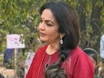 Nita Ambani in the temple complex in Jamnagar, Gujarat. Nita Ambani in the temple complex in Jamnagar, Gujarat.