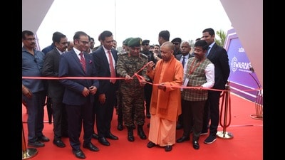 CM Yogi Adityanath inaugurating the Adani’s ammunition facility in Kanpur on Monday (HT Photo) CM Yogi Adityanath inaugurating the Adani’s ammunition facility in Kanpur on Monday (HT Photo)