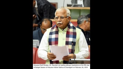 Chief minister Manohar Lal Khattar said that the bill is for anyone who holds protests with a body and tries to exert pressure on the administration. “Haryana is not the only state to introduce such a bill. The Rajasthan government also passed a similar law when Congress was in power in the state,” Khattar said. (HT Photo) Chief minister Manohar Lal Khattar said that the bill is for anyone who holds protests with a body and tries to exert pressure on the administration. “Haryana is not the only state to introduce such a bill. The Rajasthan government also passed a similar law when Congress was in power in the state,” Khattar said. (HT Photo)