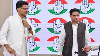 Congress leaders Deepender Singh Hooda and Sachin Pilot. (ANI) Congress leaders Deepender Singh Hooda and Sachin Pilot. (ANI)
