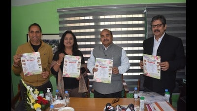 Dignitaries during a press conference on Monday in Sector 5, Panchkula. (Sant Arora/HT)