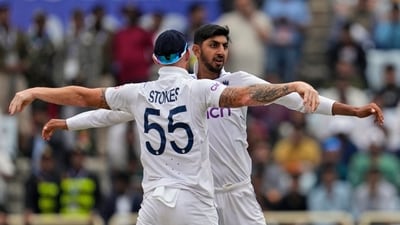 Shoaib Bashir, then, struck with another big breakthrough as he dismissed the struggling Rajat Patidar for a duck to put India under pressure.&nbsp; (AP)