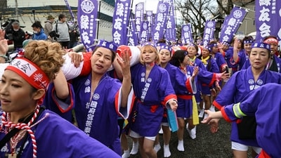 Women take part in a ritual event of naked festival, for the first time in its 1250 years of history, at Owari Okunitama Shrine in Inazawa, Aichi Prefecture, central Japan. (Reuters)
